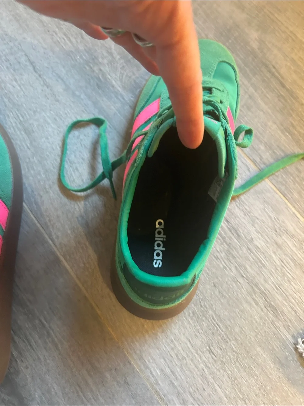 adidas Teal Sneakers with Pink Stripes - Picture 6 of 7